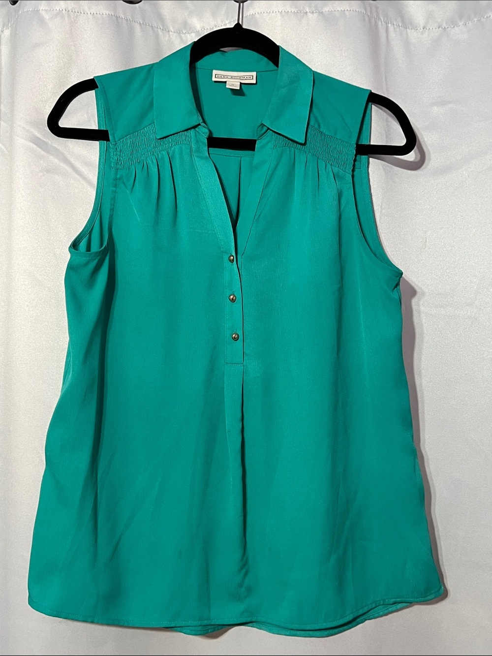 Dana Buchman Women’s Teal Sleeveless Collared Shell Blouse Size Medium